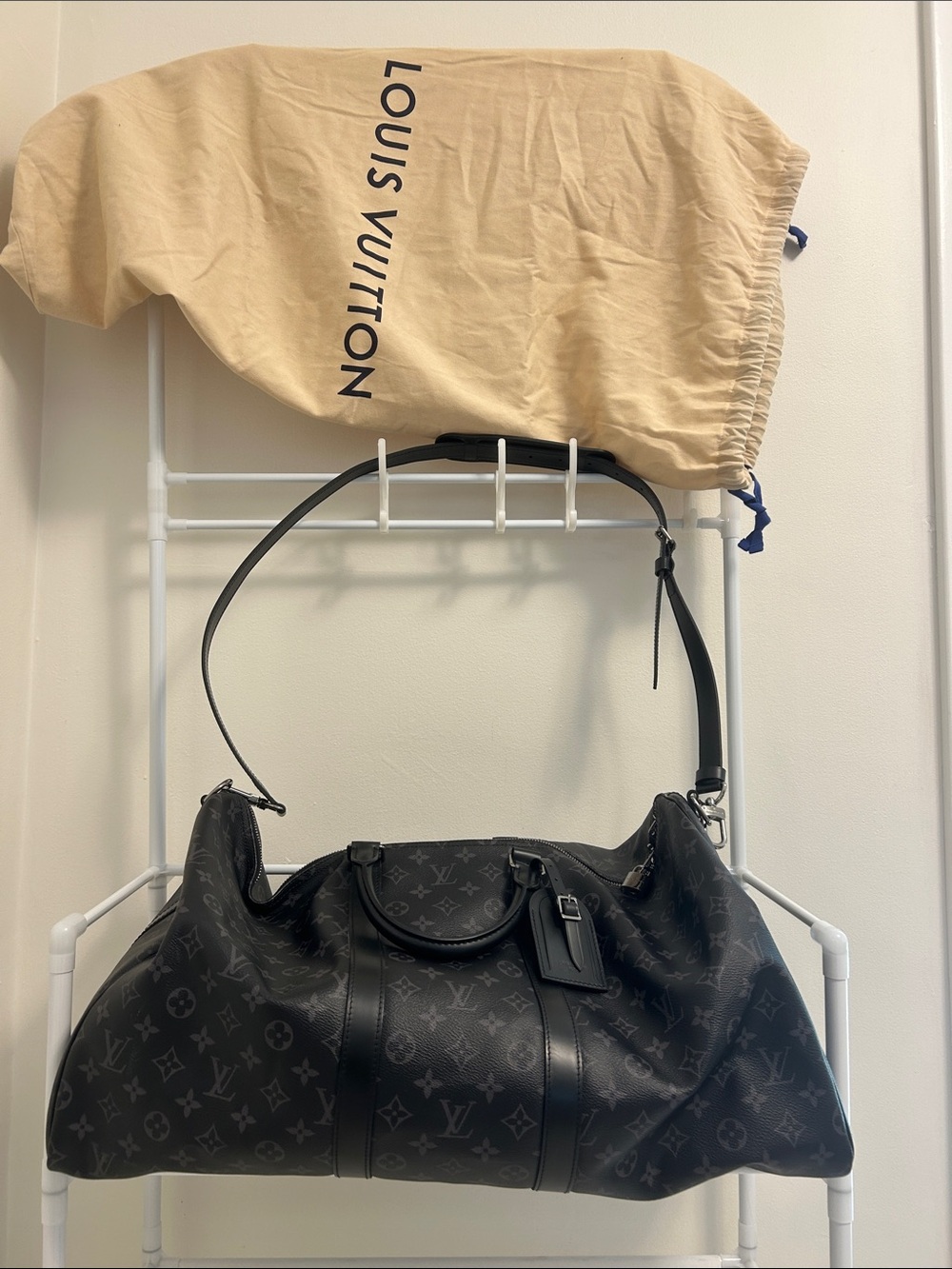 Louis Vuitton Black Monogram Eclipse Keepall Bandoulière Travel Bag